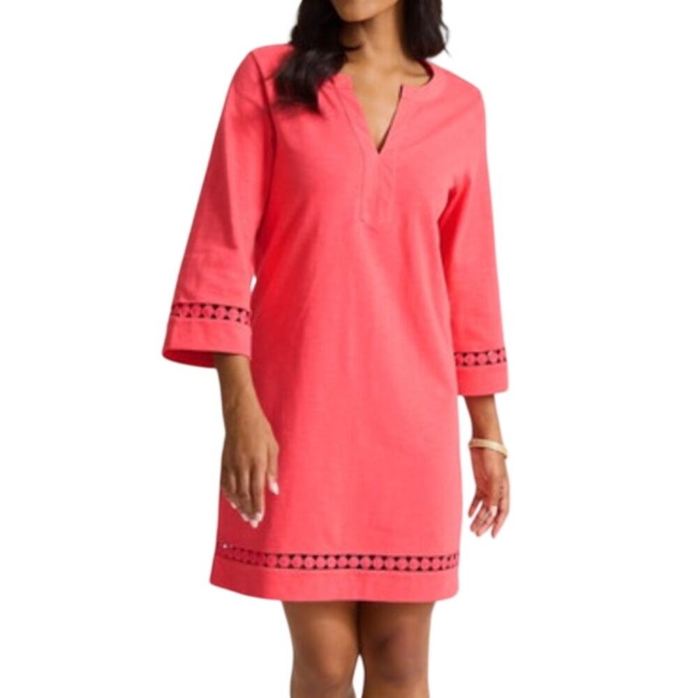 Tommy Bahama NEW Coral Pink 100% Cotton Bright Easy Travel Summer Casual Dress